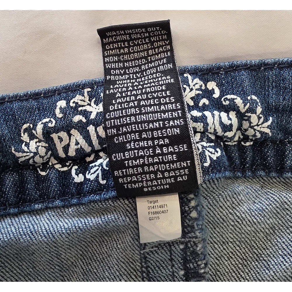 Paisley Sky Womens Jeans 12 Bootcut Flare Embellished Bling Flap Pocket Y2K 30" - Picture 9 of 13